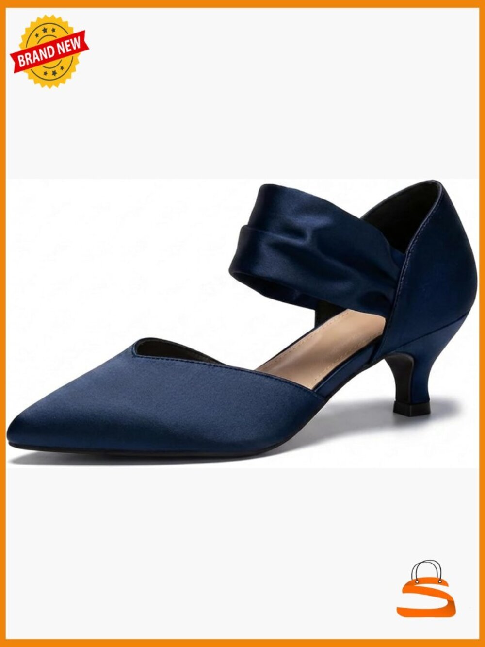 Kitten Heels Pointed Toe Slip on Pumps Ankle Strap Dress Shoes